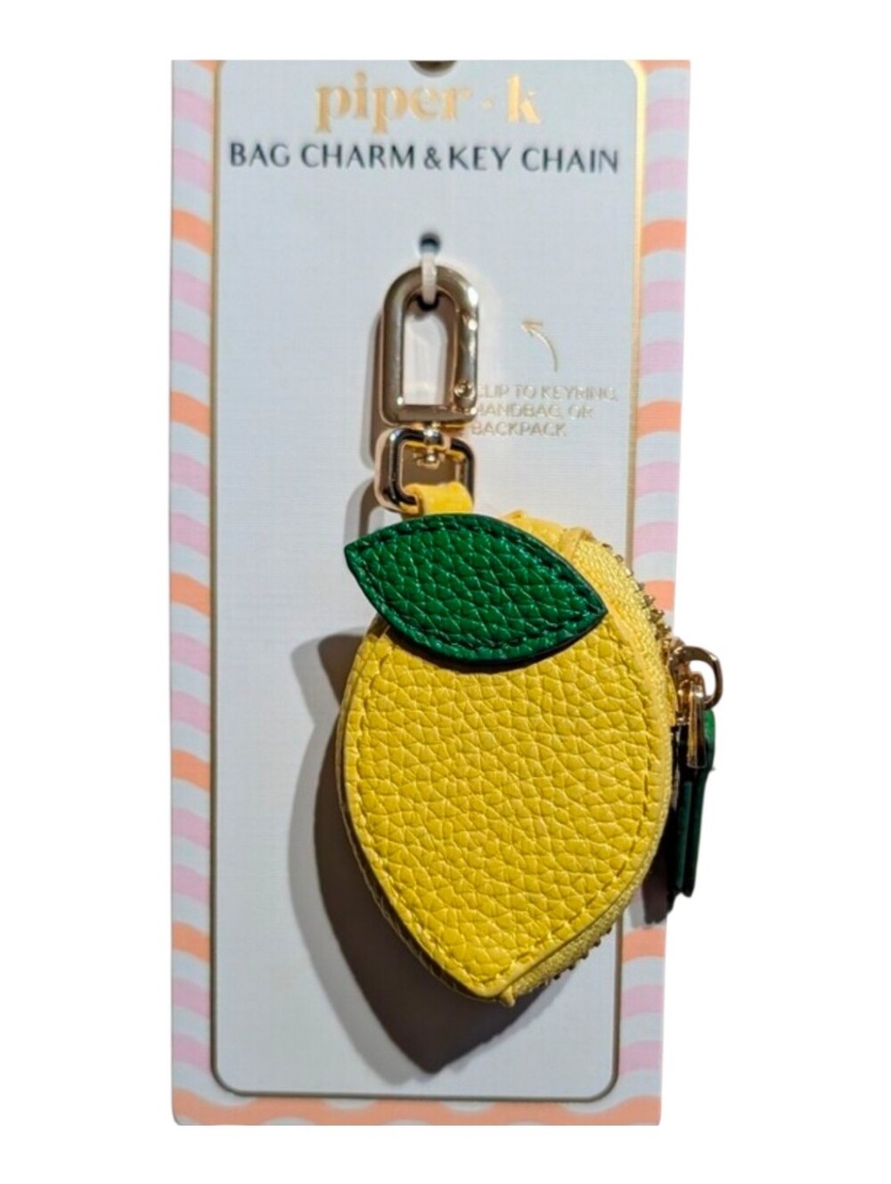 🍋▪️piper k ▪️Lemon Coin Purse Key Chain - Yellow & Green